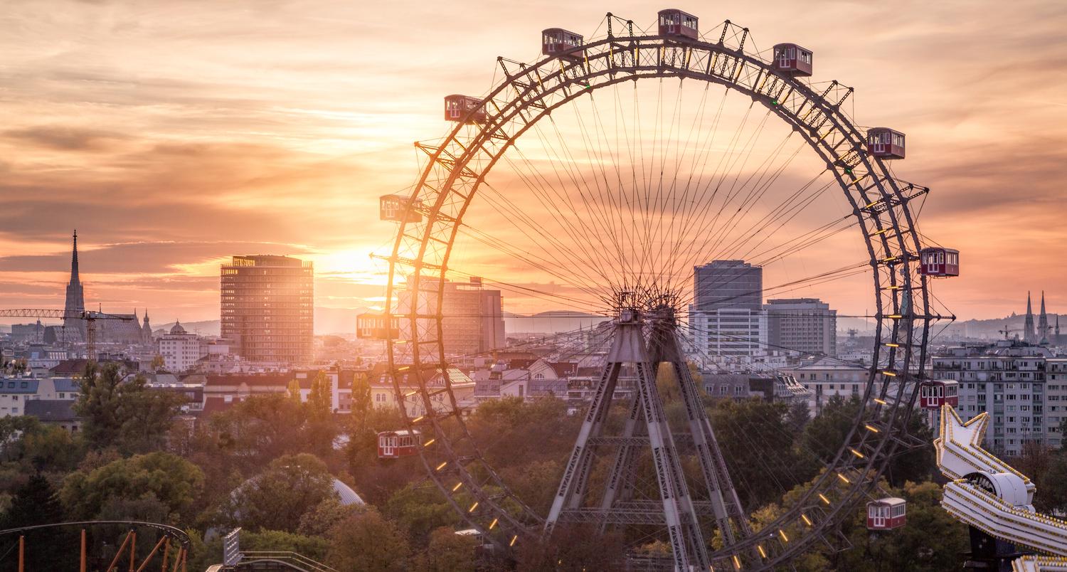 Riesenrad Wien bei Sonnenuntergang